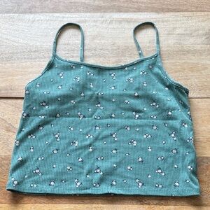 American Eagle Outfitters Teal Floral Cropped Camisole